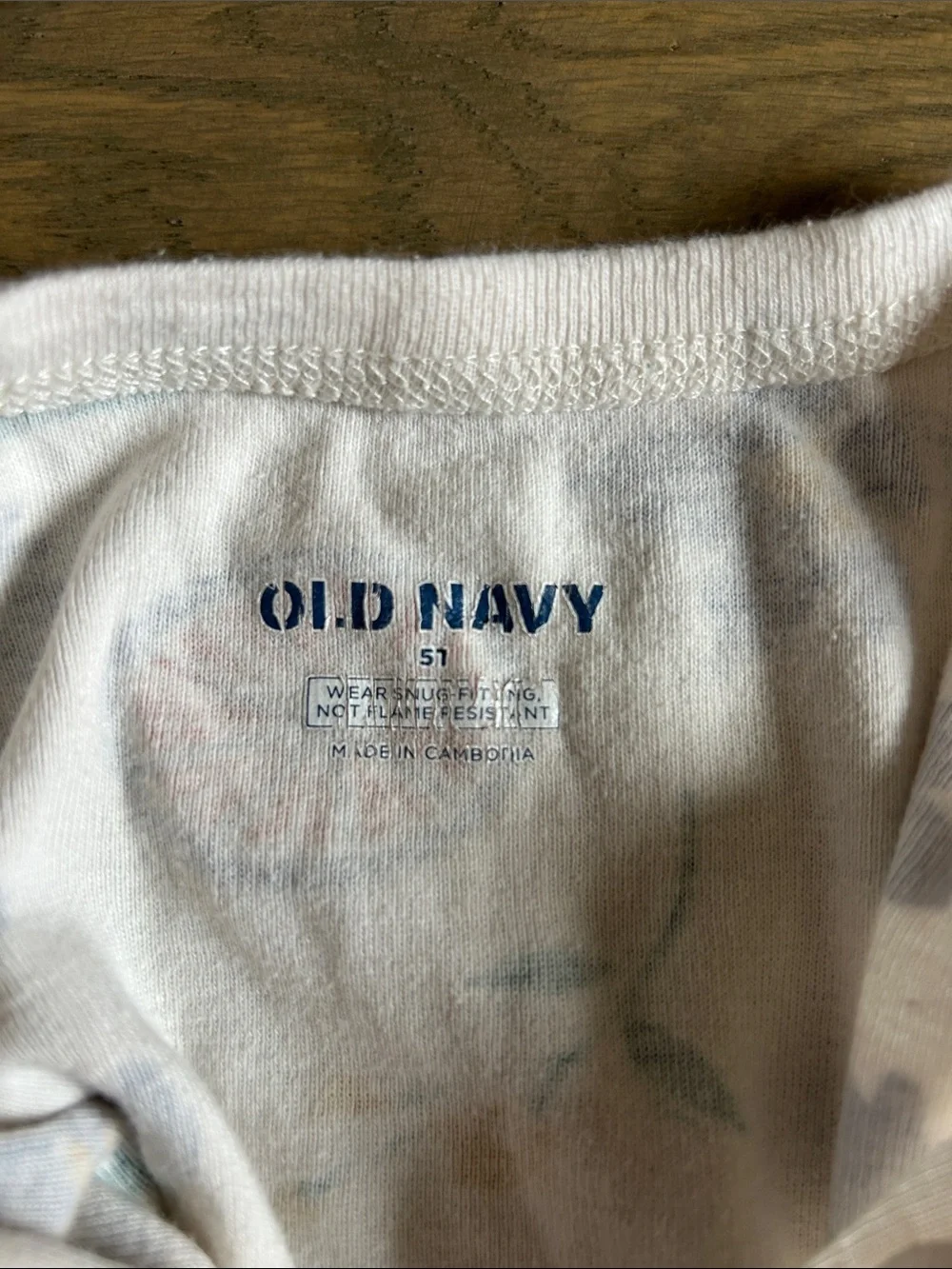 Old Navy White Floral Zip-Front One-Piece Pajama with Pink and Blue Accents
